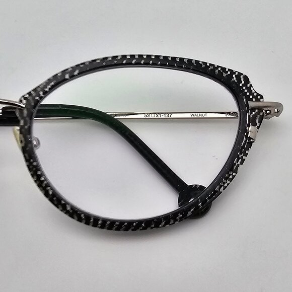 L.A. Eyeworks Walnut Cat Eye Sparkle Net Shiny Silver Eyeglasses Frame w/ Case - Picture 13 of 16